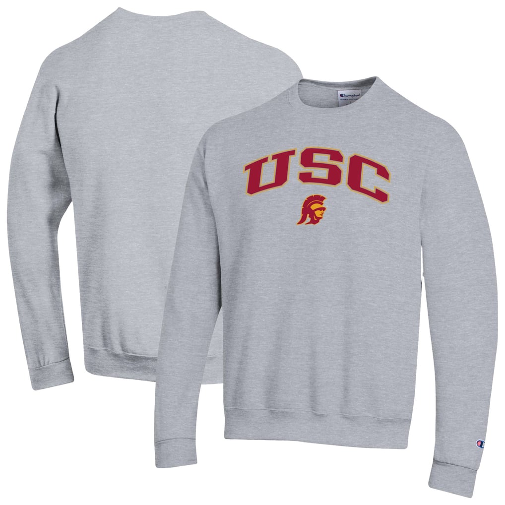  USC Trojans Champion Arch Over Logo Pullover Sweatshirt - Heather Gray